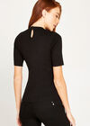 Black Pearl Bead Neck Top, Black, large