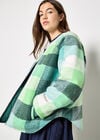 Reversible Check Fleece Quilted Jacket, Green, large