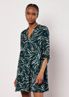 Abstract Swirl Shirt Mini Dress, Green, large