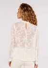 Satin Leaf Detail Top, White, large