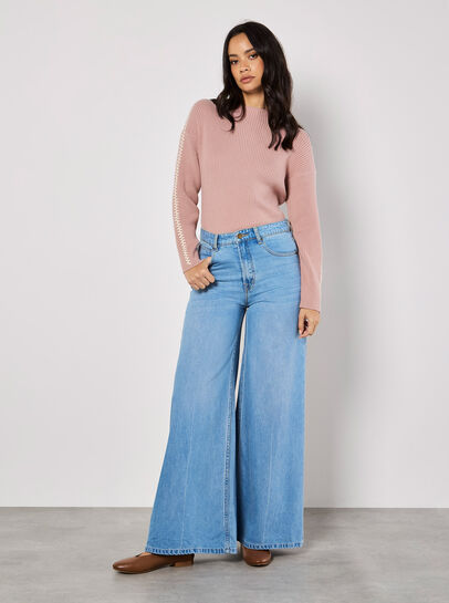 Blanket Stitch Ribbed Jumper