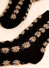 Floral Daisy Socks, Black, large