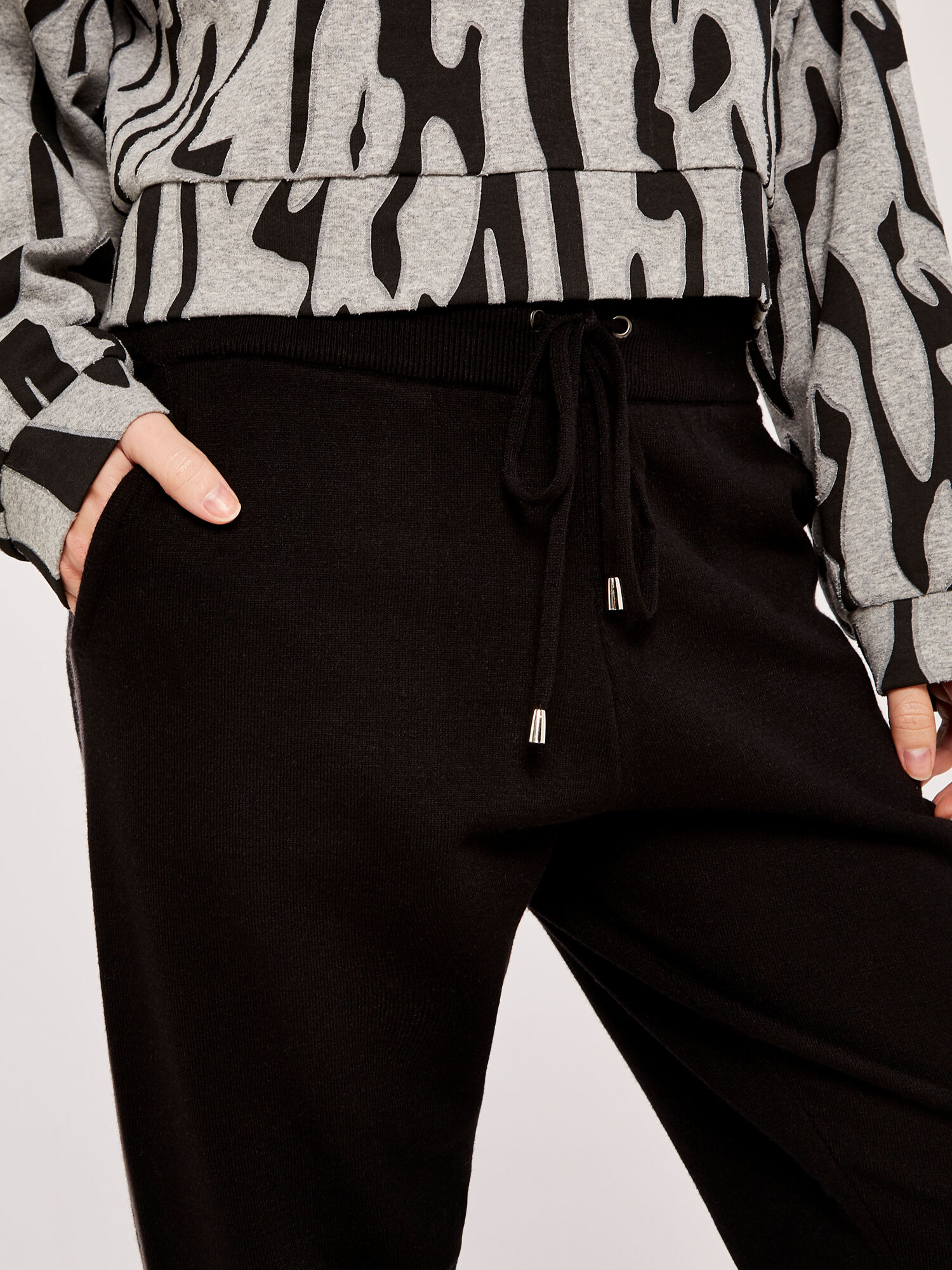 Black knitted joggers online