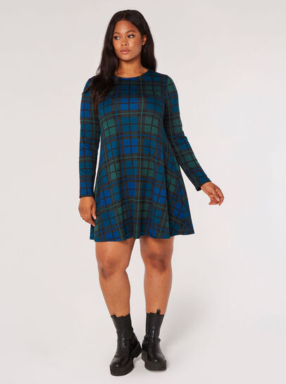 Curve Check Swing Mini Dress 