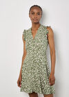 Abstract Spot Ruffle Mini Dress, Green, large