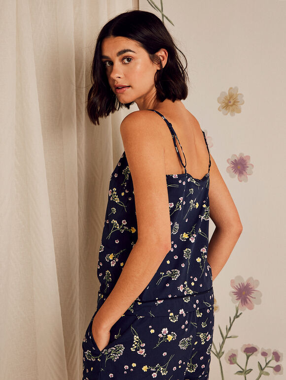 Botanical Print Cami Top, Navy, large
