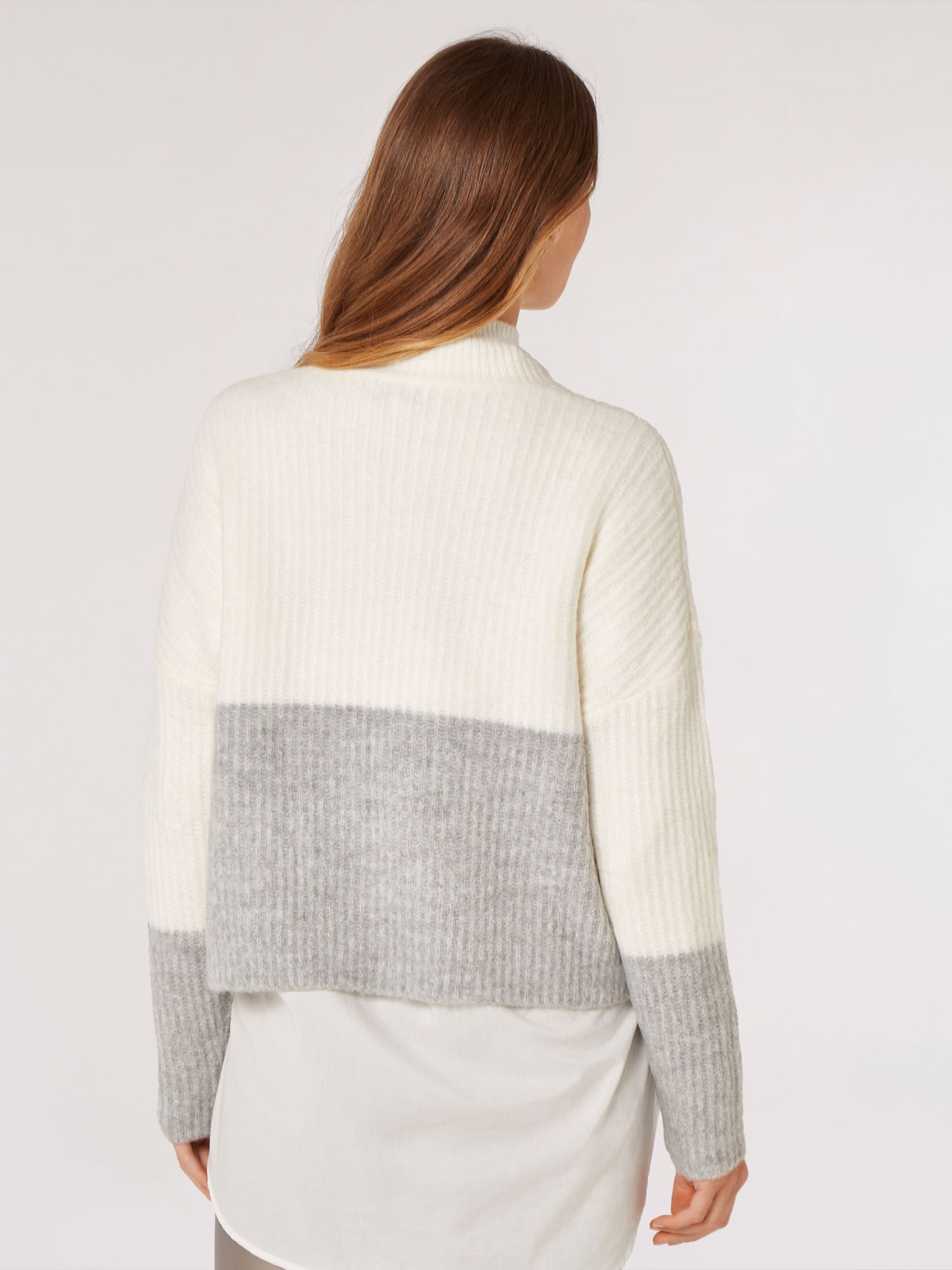 Grey color block sweater top