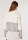 Colour Block Chunky Ribbed  Jumper, Grey, large