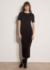 Cotton Ruched T-Shirt Maxi Dress, Black, large