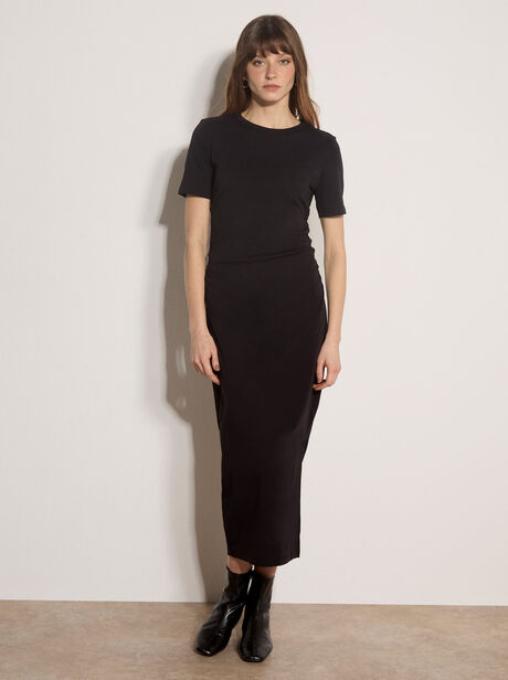 Cotton Ruched T-Shirt Maxi Dress