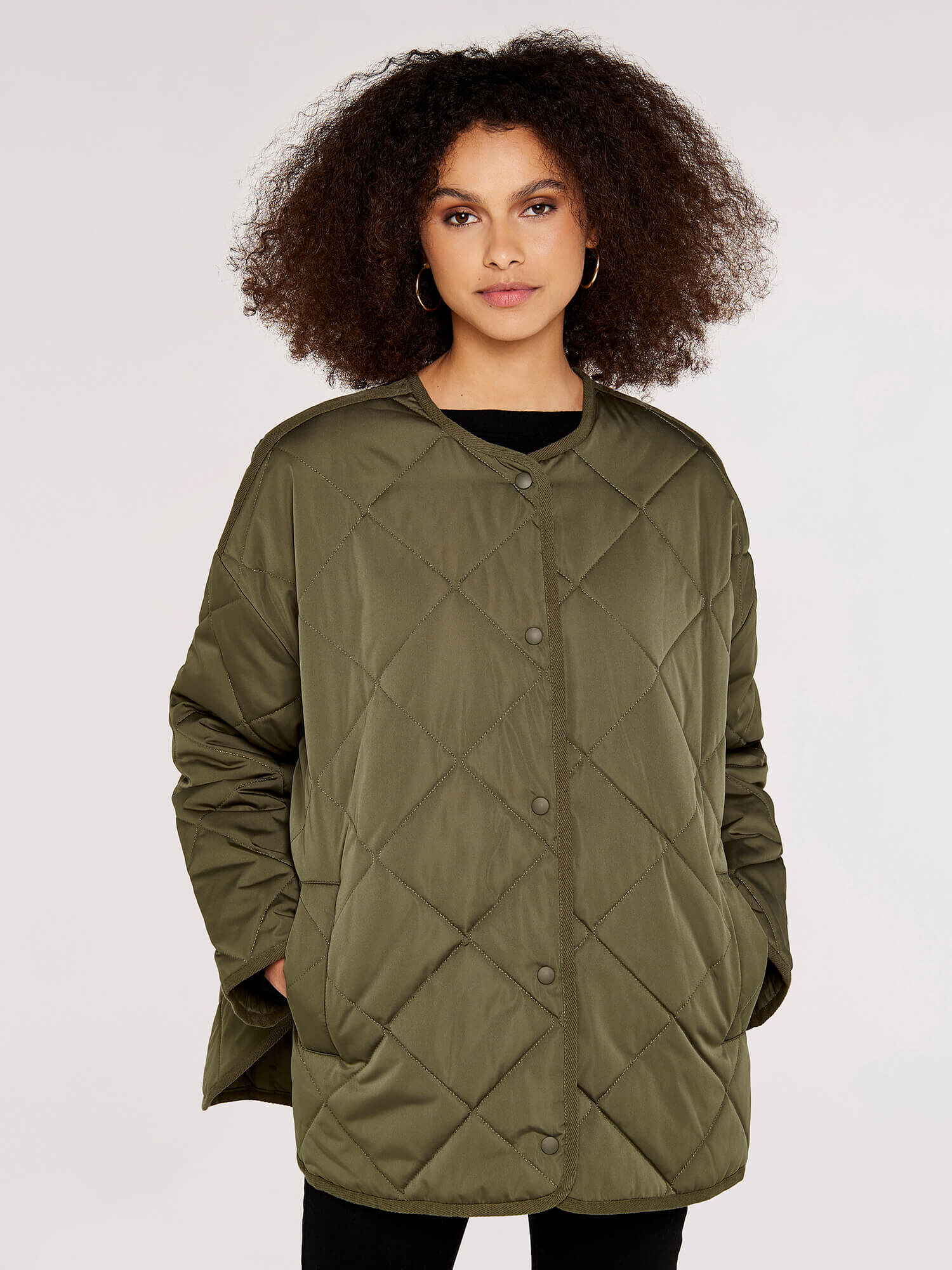 Collarless hot sale padded jacket