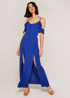 Cold Shoulder Ripple Maxi Dress, Blue, large