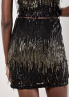 Sequin Fringe Bodycon Mini Skirt, Black, large