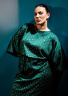 Curve Gold Foil Satin Midi Dress, Green, large