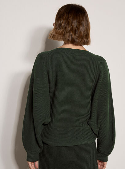 Ribbed Knit Batwing Jumper