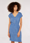 Dot Zip Front  Dress, Blue, large