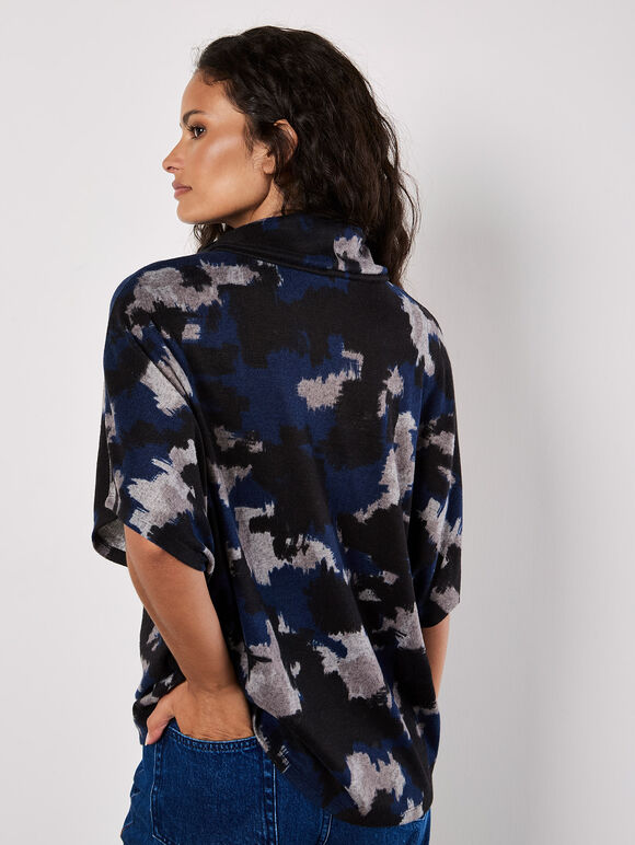 Paint Splash Soft-Touch Top, Navy, large