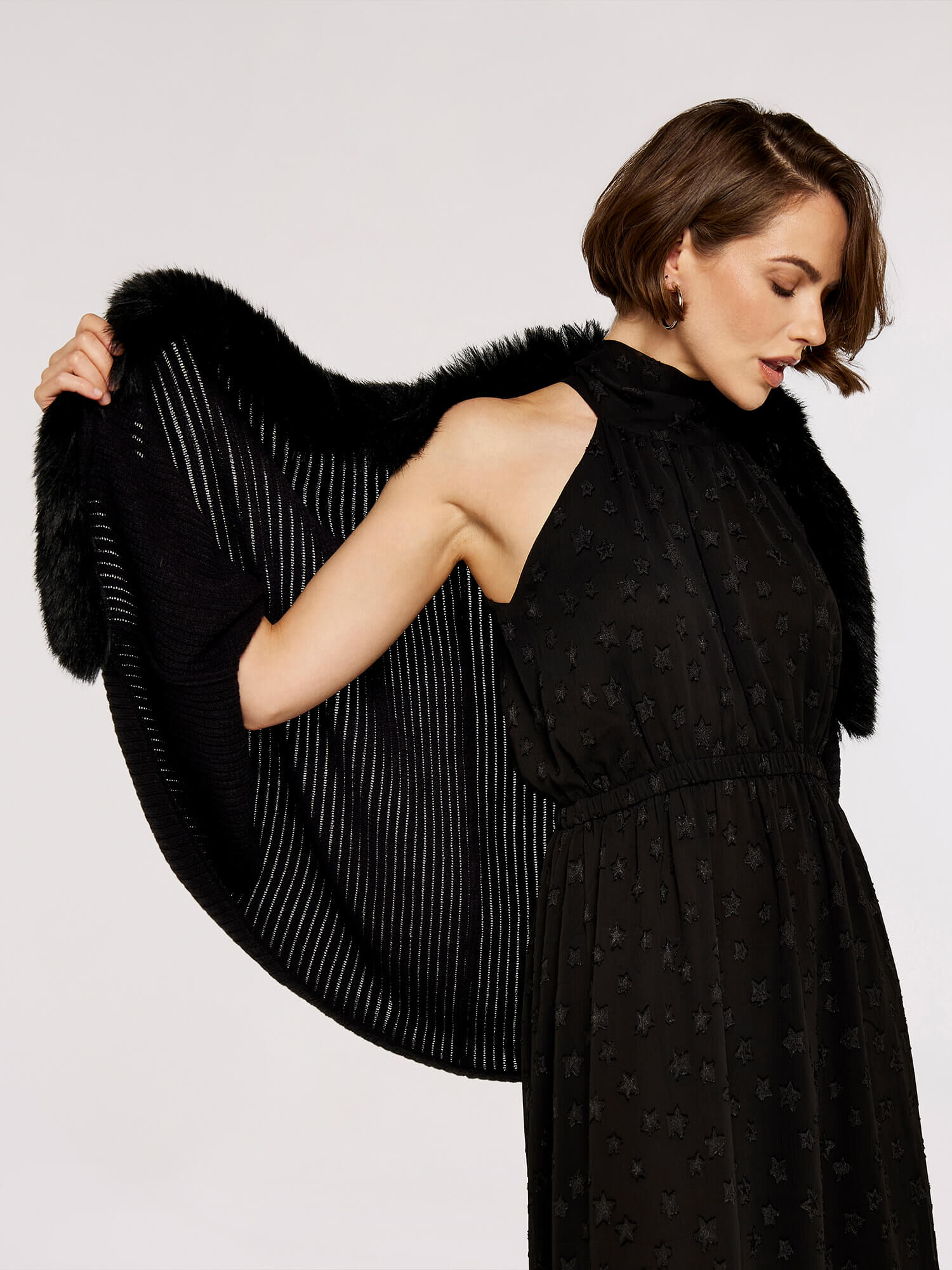 Faux fur shrug outlet black