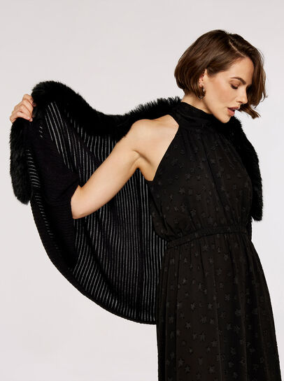 Faux Fur Trim Cocoon Shrug