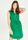 Utility Zip Down Jersey Dress, Green, large