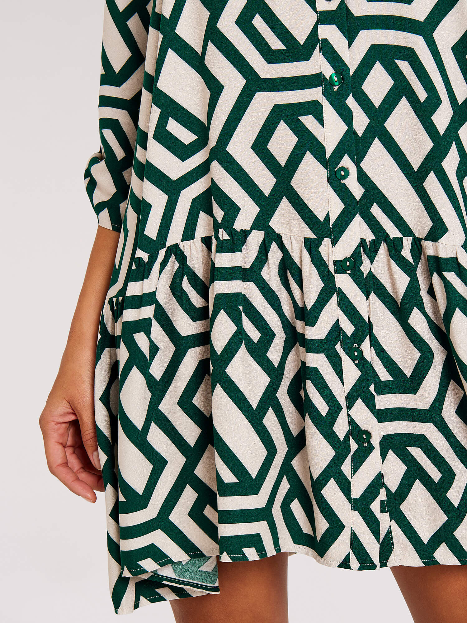 Geometric Print Mini Dress Apricot Clothing
