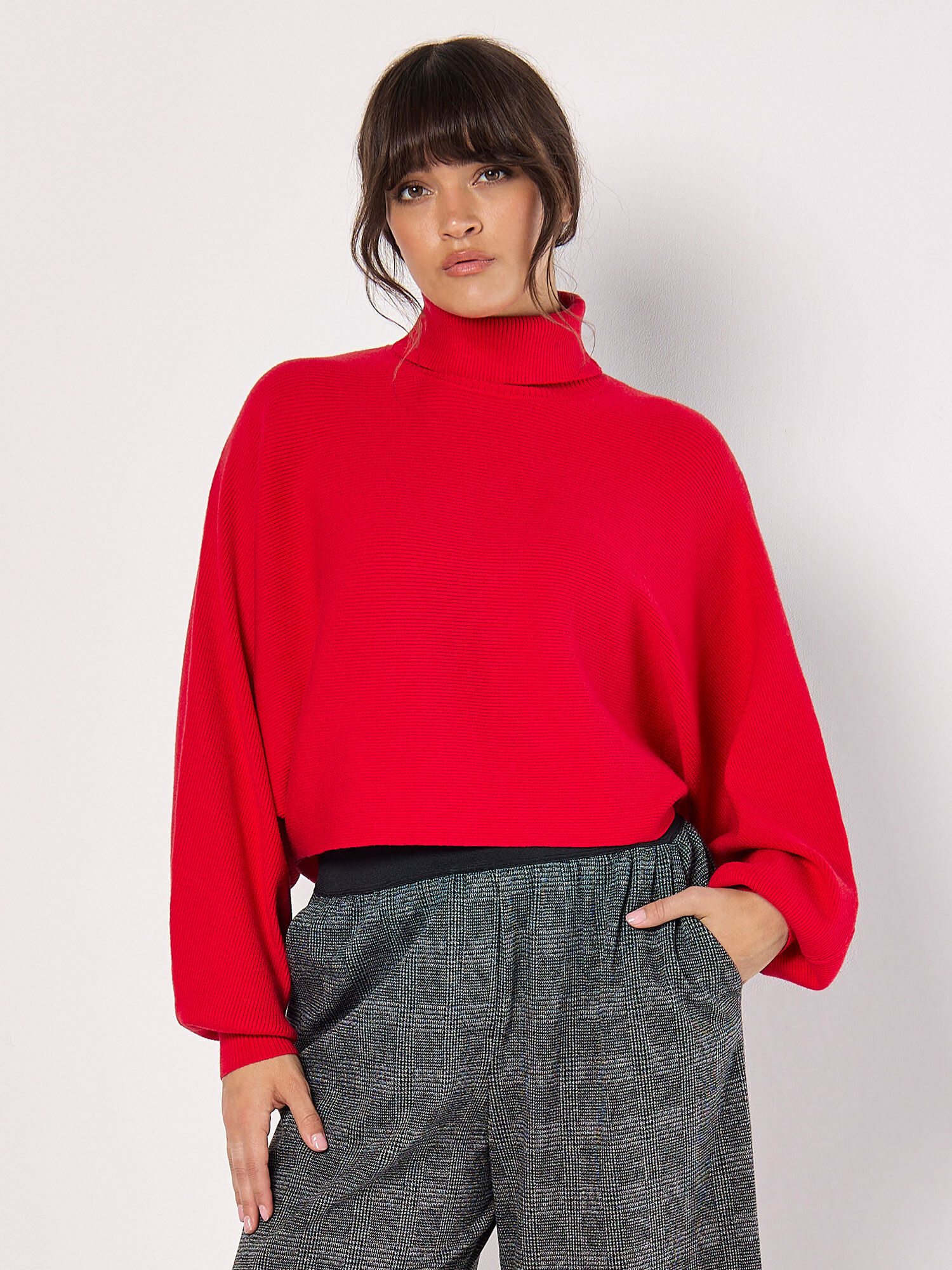 Batwing roll neck jumper top