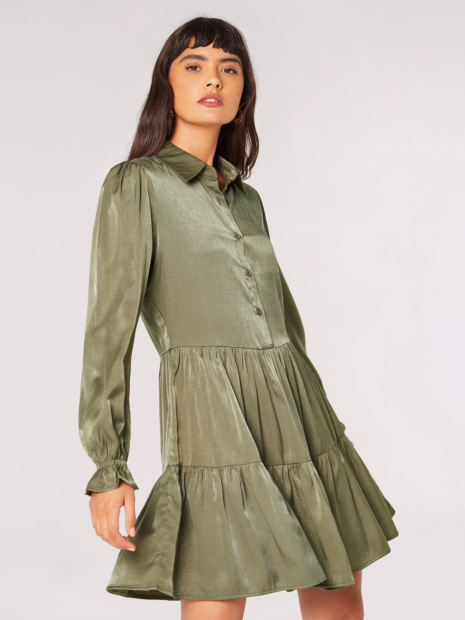 Khaki satin 2024 mini dress