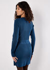 Ribbed Knit Button-Down Mini Dress, Teal, large