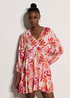 Tropical Leaf Mini Dress, Pink, large