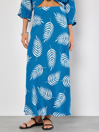 Tropical Leaf Bias Maxi Skirt