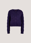 Pointelle Knitted Cardigan, Navy, large