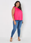 Curve Textured Tie Shoulder Top, Fuchsia, large