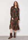 Patchwork Chiffon Midi Dress, Green, large