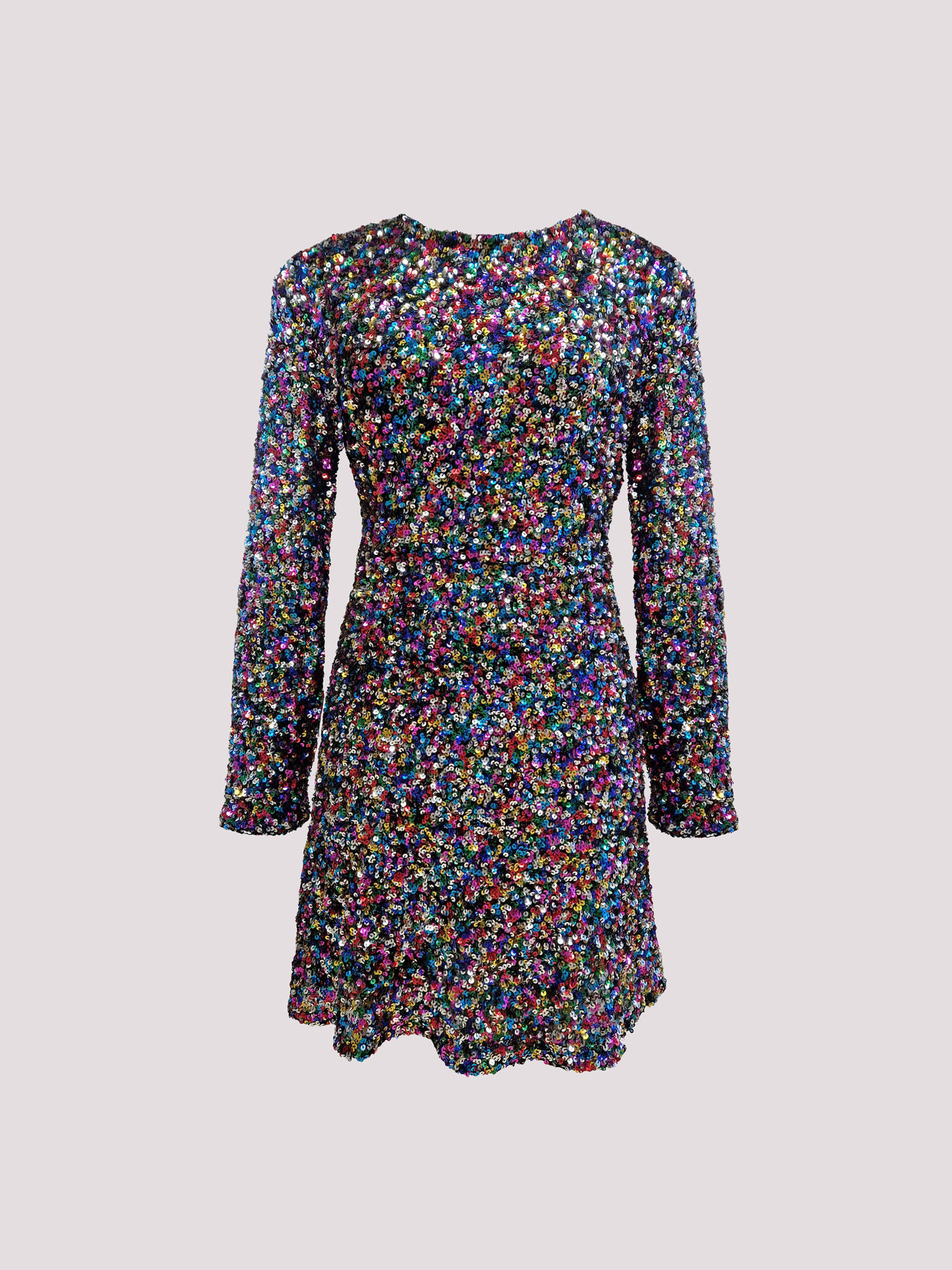 Rainbow Sequin Fit And Flare Mini Dress Apricot Clothing