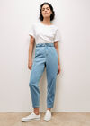 Freya Paper Bag Waist Slim Fit Jeans, Sky Blue, large