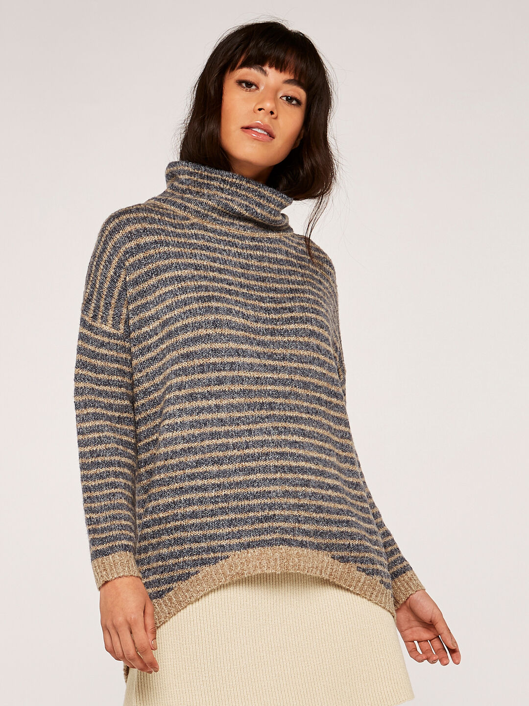 Image of High Neck Stripe Jumper
