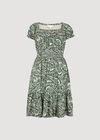 Paisley Milkmaid Mini Dress, Green, large