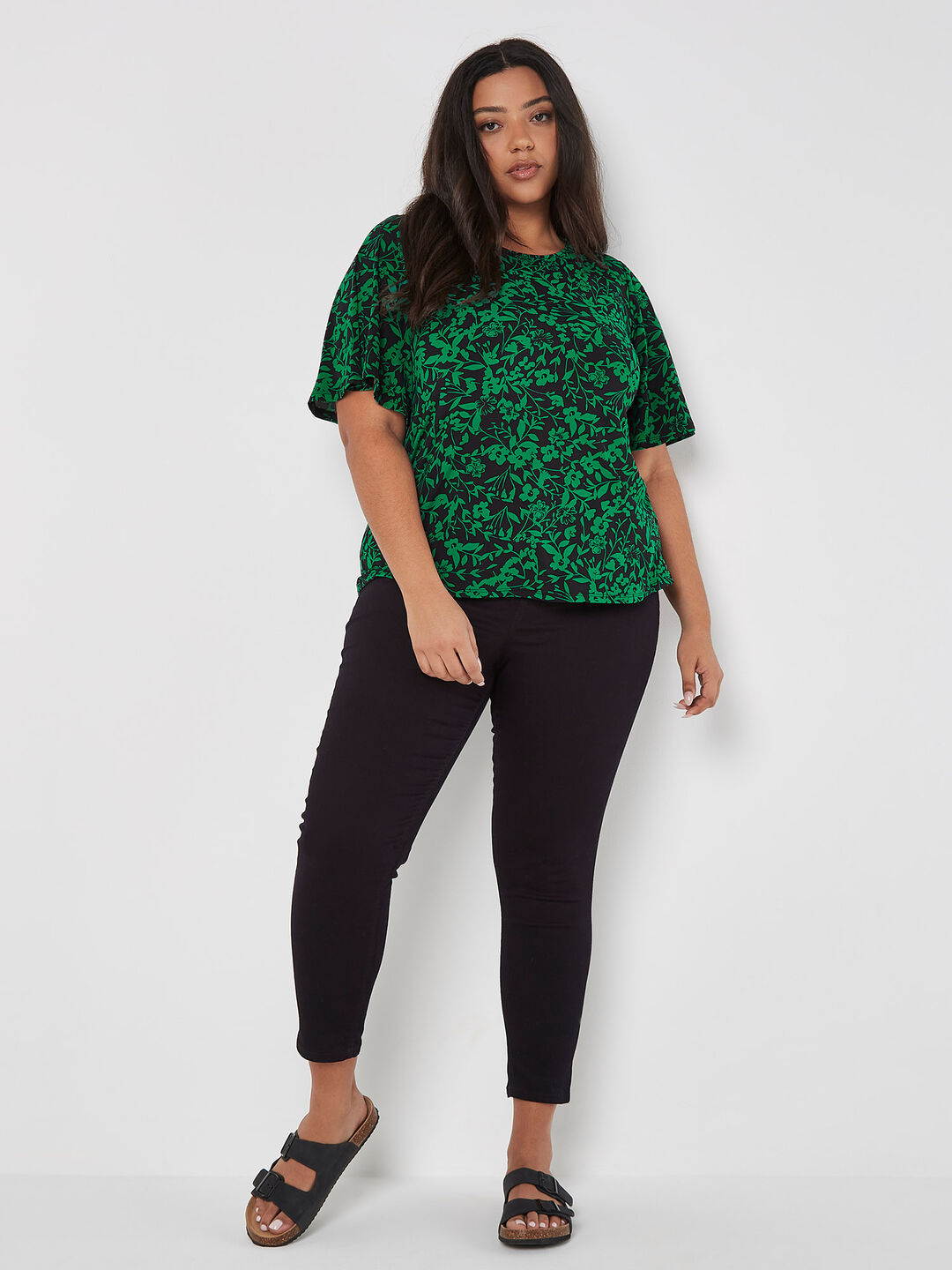 Image of Curve Silhouette Floral Jersey Top
