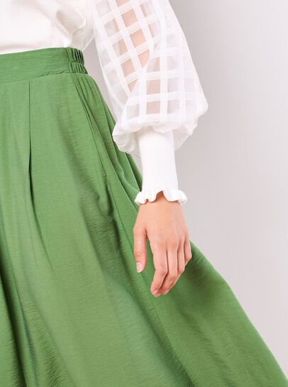 Pleated A-Line Midi Skirt