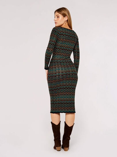 Chevron Knit Bodycon Midi Dress