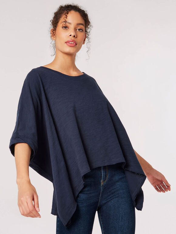 Cotton Jersey Waterfall T-Shirt, Navy, large