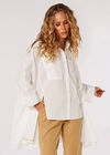 Oversized Statement Cotton Shirt, White, large