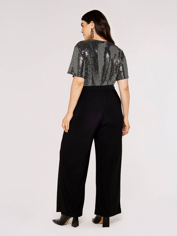 Curve Sequin Jumpsuit, Black, large