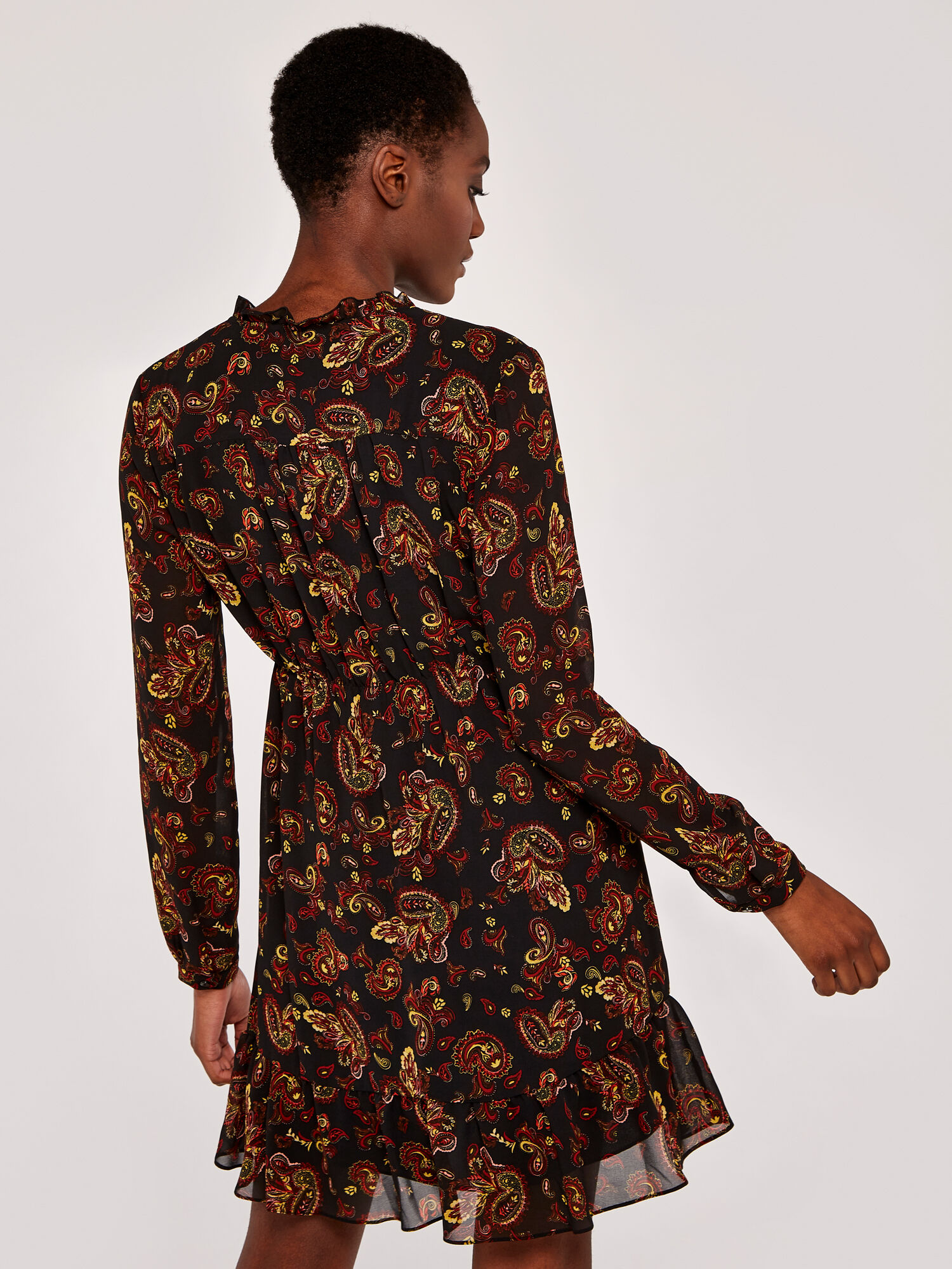 Ruffle long discount sleeve dress