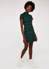 Plaid Knit Jacquard Dress, Black, large