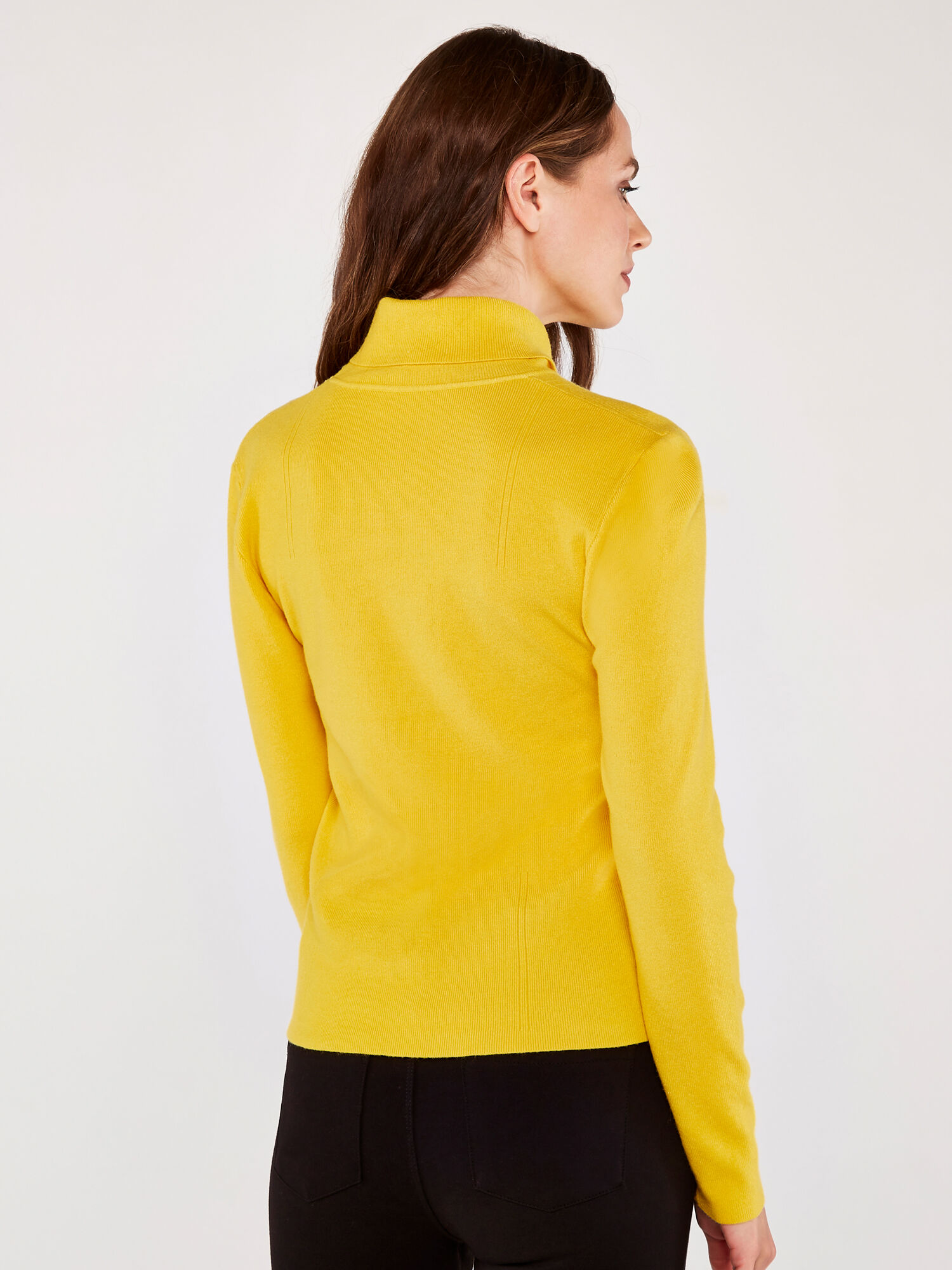 Tiny Rib Roll Neck Jumper Apricot Clothing