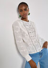 Cotton Embroidered Ruffle Shirt, White, large