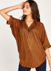 Chevron Jaquard Big Zipper Top, Rust, large