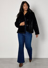 Curve Faux Fur Short Jacket, Black, large