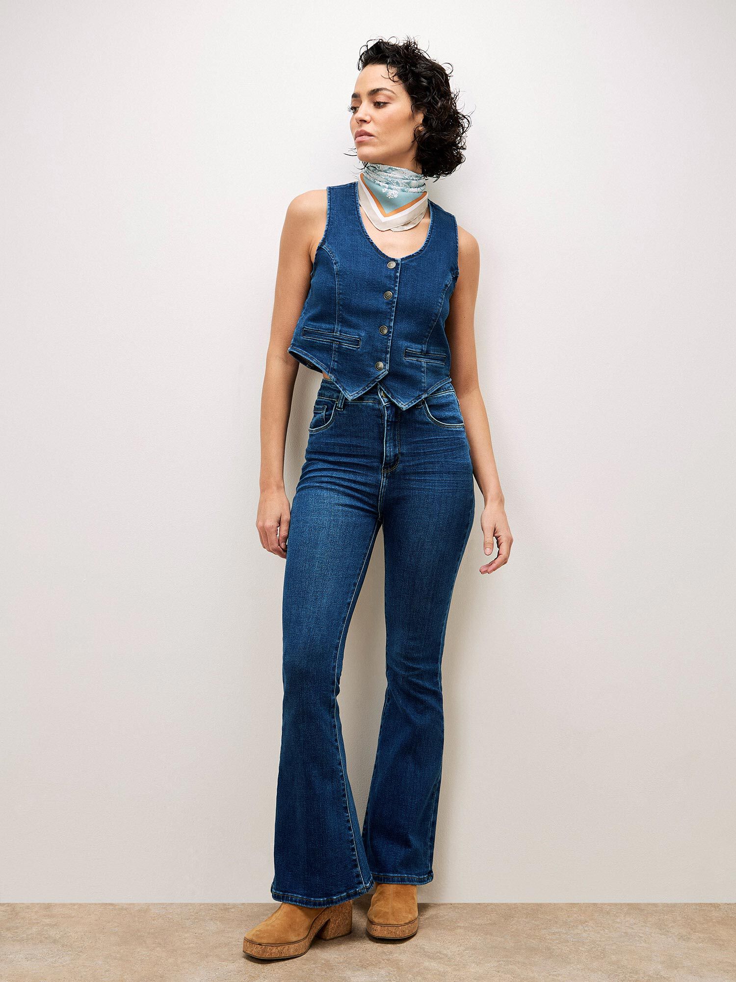 Lola Dark Wash Flare Jeans | Apricot Clothing